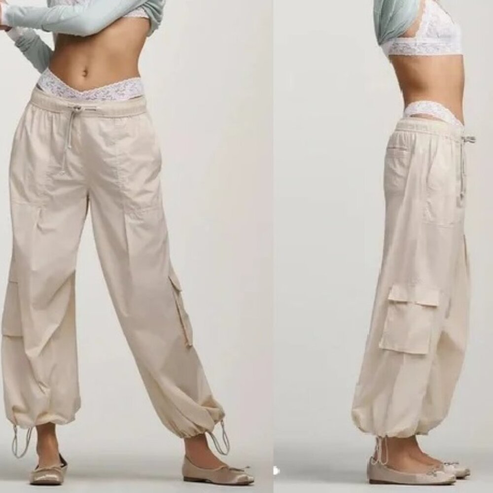 Anthropologie Cream Cargo Jogger Pants
